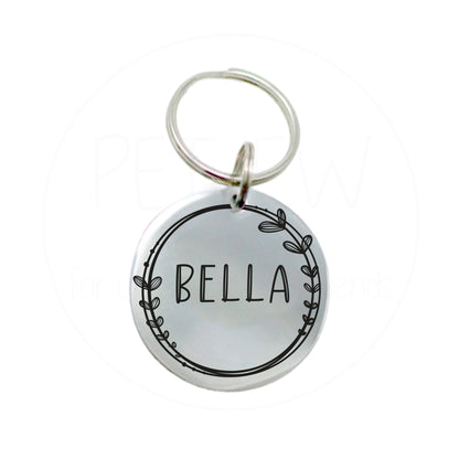 Kenarları Çiçek Figürlü Evcil Hayvan İsimlik | Kedi ve Köpek Künyesi-petjew-kisiye-ozel-hatira-takilari