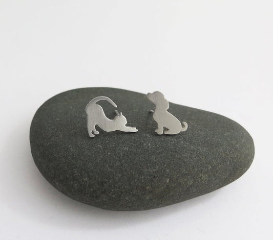 Kişiye Özel 925 Ayar Gümüş Kedi Köpek Küpe-petjew-kisiye-ozel-hatira-takilari