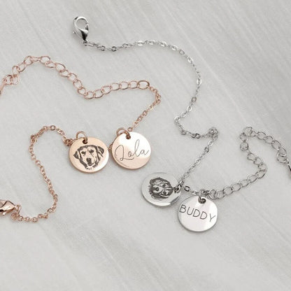 Kişiye Özel Resimli ve İsimli 2'li Bileklik | 925 Gümüş-petjew-kisiye-ozel-hatira-takilari