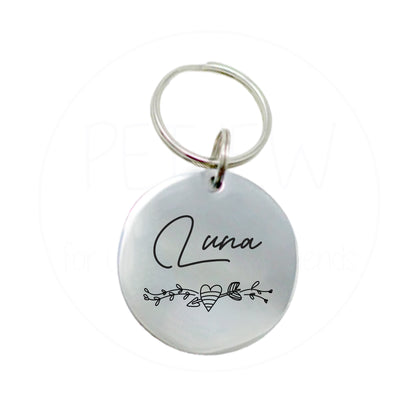 Çiçek Desenli ve Etrafı İşlemeli Evcil Hayvan İsimlik | Kedi ve Köpek Künyesi-petjew-kisiye-ozel-hatira-takilari