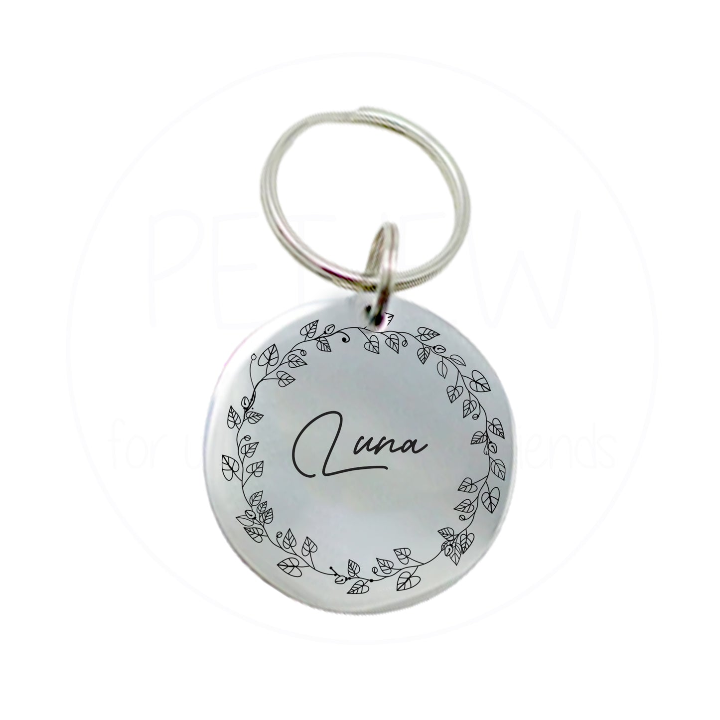 Çiçek Desenli ve Etrafı İşlemeli Evcil Hayvan İsimlik | Kedi ve Köpek Künyesi-petjew-kisiye-ozel-hatira-takilari