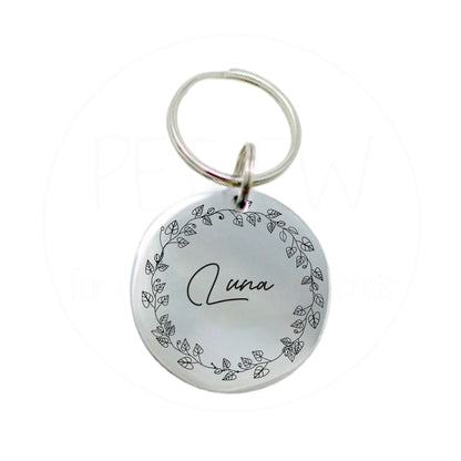 Çiçek Desenli ve Etrafı İşlemeli Evcil Hayvan İsimlik | Kedi ve Köpek Künyesi-petjew-kisiye-ozel-hatira-takilari