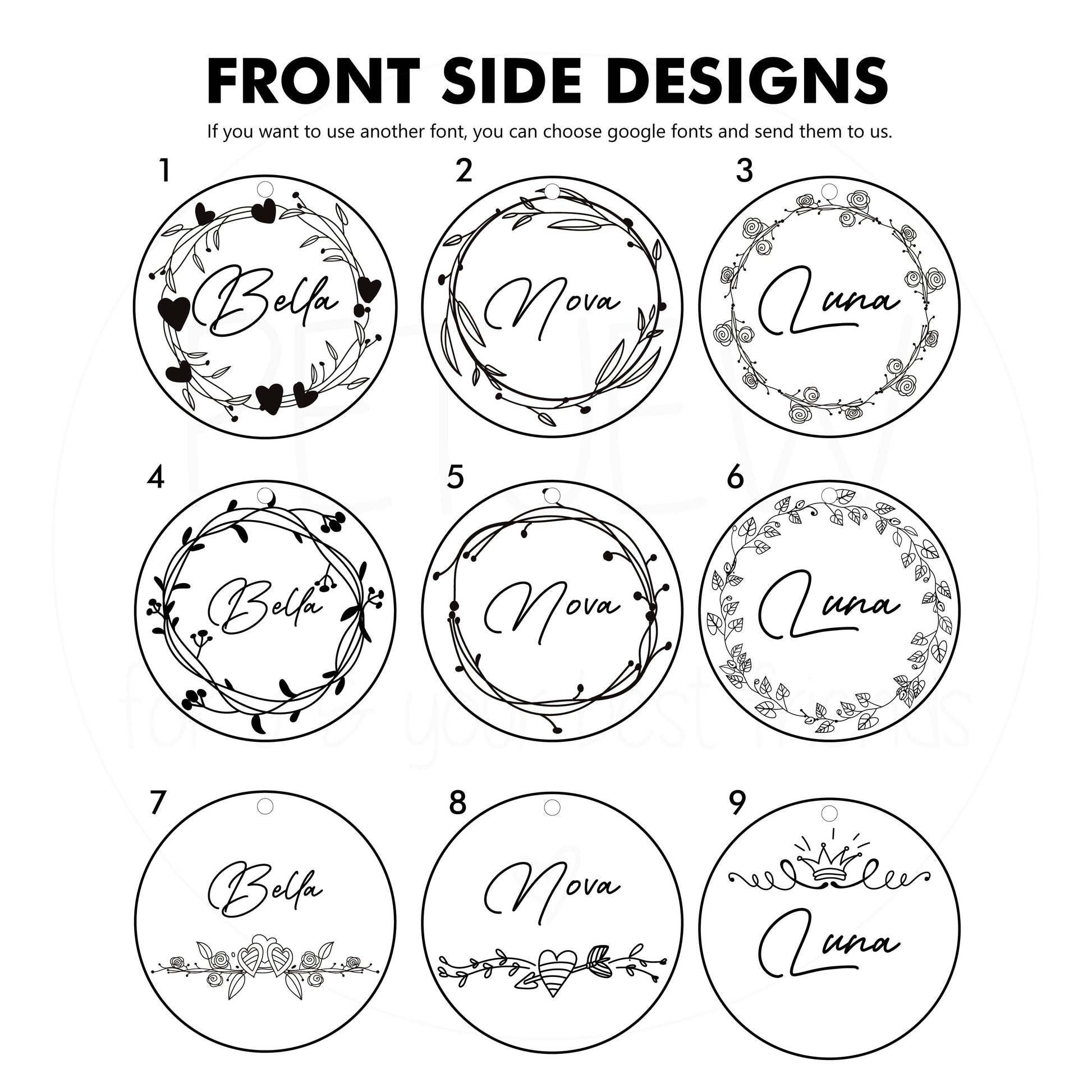 Çiçek Desenli ve Etrafı İşlemeli Evcil Hayvan İsimlik | Kedi ve Köpek Künyesi-petjew-kisiye-ozel-hatira-takilari