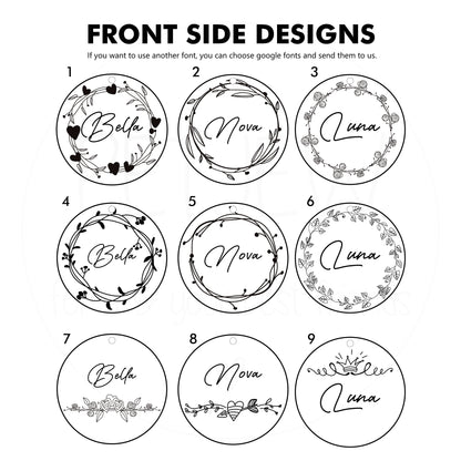 Çiçek Desenli ve Etrafı İşlemeli Evcil Hayvan İsimlik | Kedi ve Köpek Künyesi-petjew-kisiye-ozel-hatira-takilari