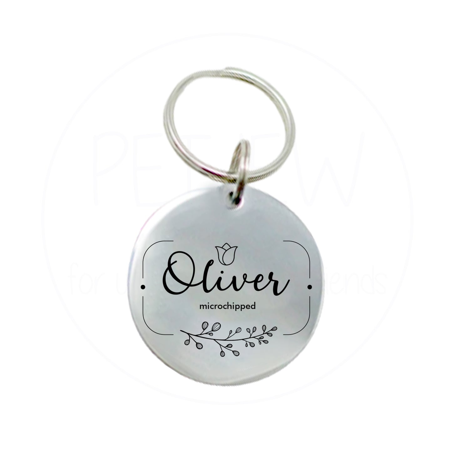 Çiçek Desenli ve İşlemeli Evcil Hayvan İsimlik | Kedi ve Köpek Künyesi-petjew-kisiye-ozel-hatira-takilari