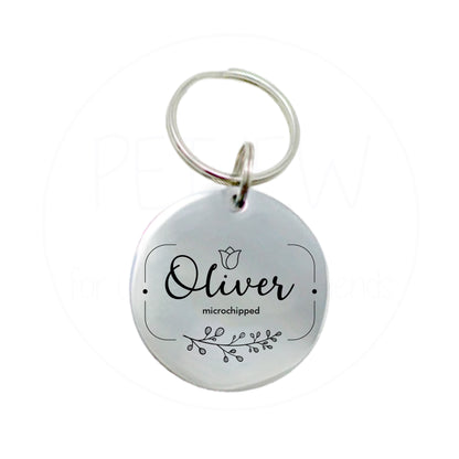 Çiçek Desenli ve İşlemeli Evcil Hayvan İsimlik | Kedi ve Köpek Künyesi-petjew-kisiye-ozel-hatira-takilari