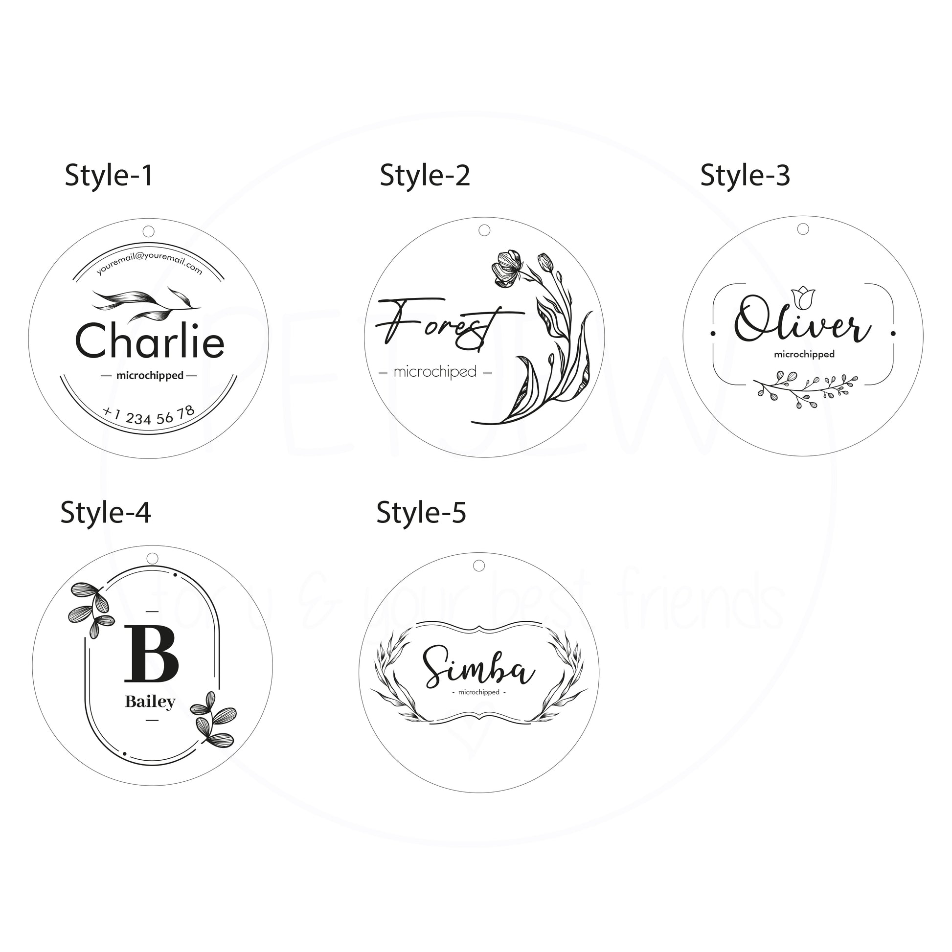 Çiçek Desenli ve İşlemeli Evcil Hayvan İsimlik | Kedi ve Köpek Künyesi-petjew-kisiye-ozel-hatira-takilari